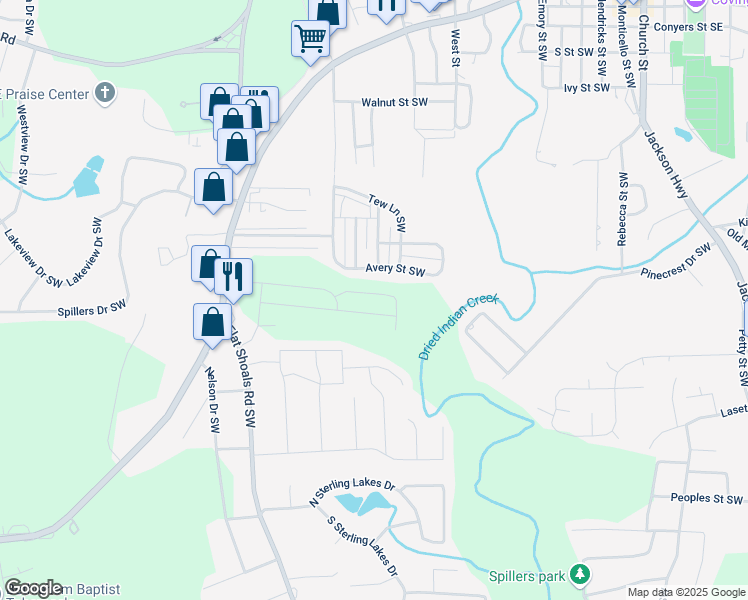 map of restaurants, bars, coffee shops, grocery stores, and more near 7754 Sudbury Circle in Covington