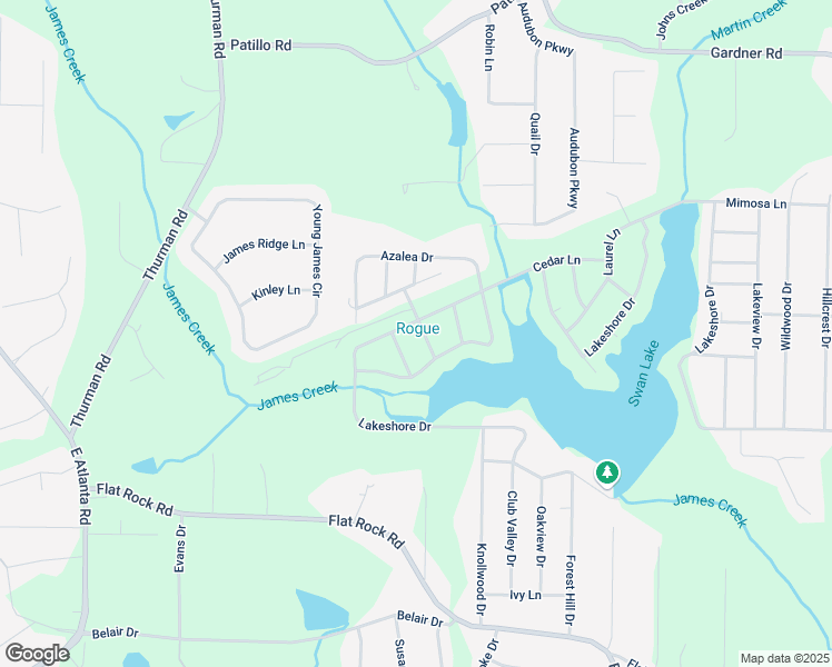 map of restaurants, bars, coffee shops, grocery stores, and more near 107 Honeysuckle Lane in Stockbridge