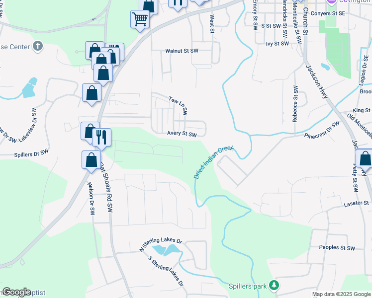 map of restaurants, bars, coffee shops, grocery stores, and more near 7785 Sudbury Circle in Covington