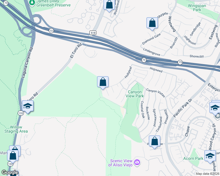 map of restaurants, bars, coffee shops, grocery stores, and more near 2 Sugar Gum in Aliso Viejo