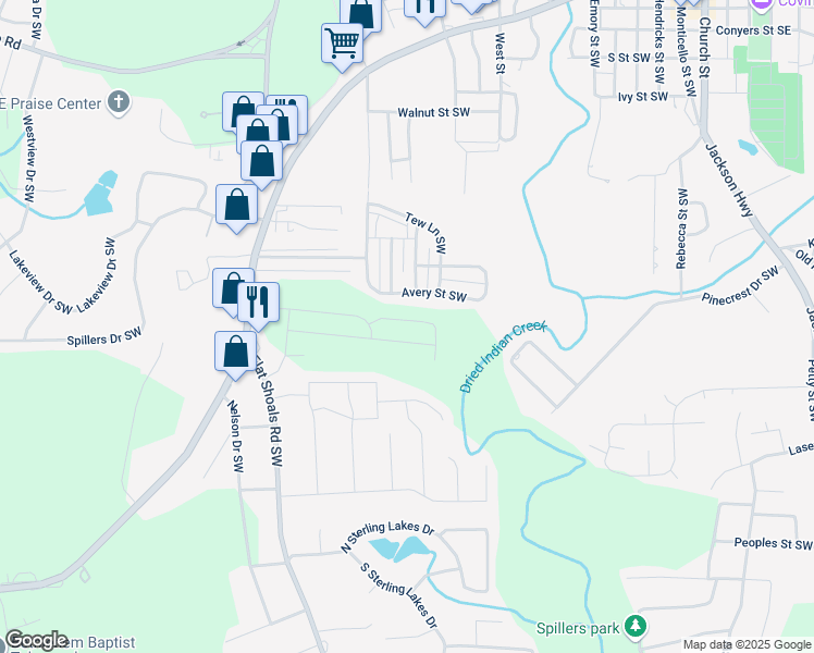 map of restaurants, bars, coffee shops, grocery stores, and more near 7748 Sudbury Circle in Covington