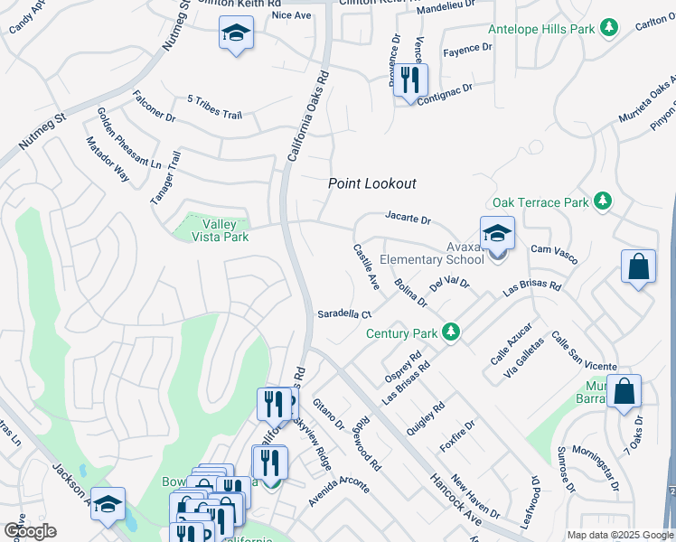 map of restaurants, bars, coffee shops, grocery stores, and more near 39801 Barcelona Terrace in Murrieta