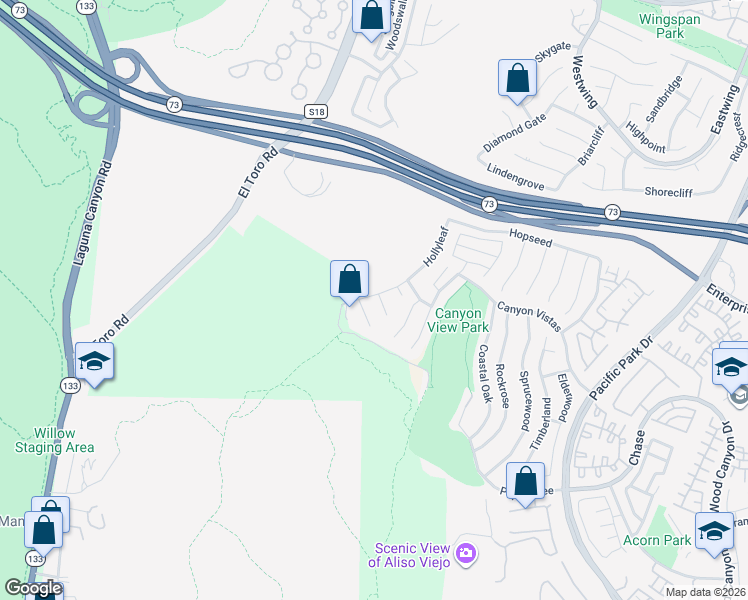 map of restaurants, bars, coffee shops, grocery stores, and more near 2 Sugar Gum in Aliso Viejo