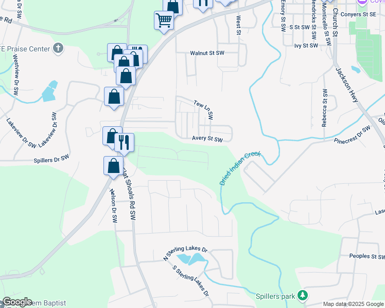 map of restaurants, bars, coffee shops, grocery stores, and more near 7744 Sudbury Circle in Covington