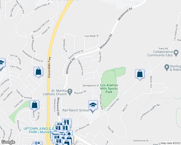 map of restaurants, bars, coffee shops, grocery stores, and more near 27855 Rosemary Street in Murrieta