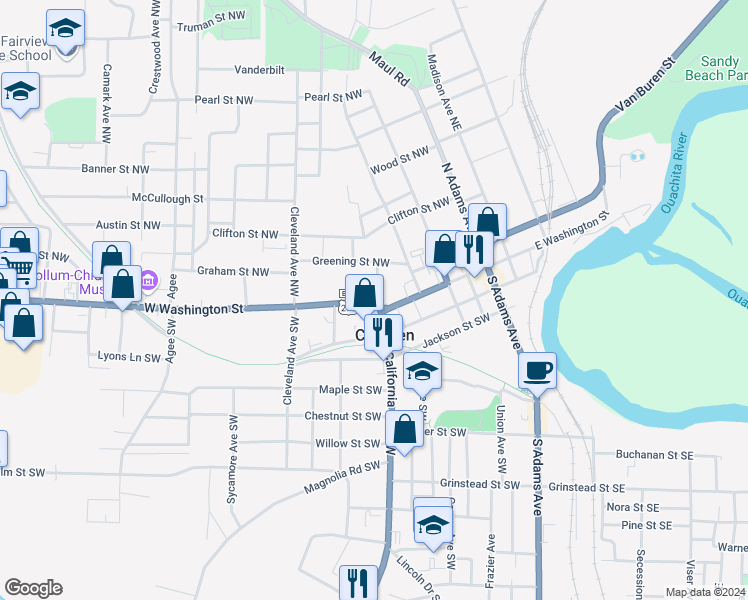 map of restaurants, bars, coffee shops, grocery stores, and more near 404 West Washington Street in Camden