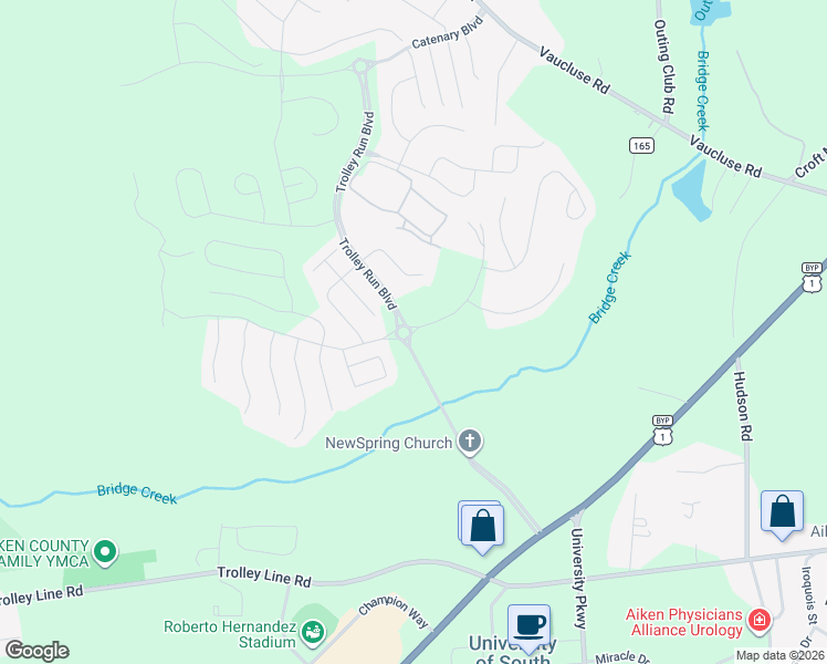 map of restaurants, bars, coffee shops, grocery stores, and more near 431 Strutter Trail in Aiken
