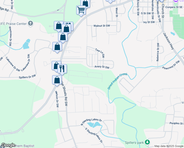 map of restaurants, bars, coffee shops, grocery stores, and more near 7763 Sudbury Circle in Covington