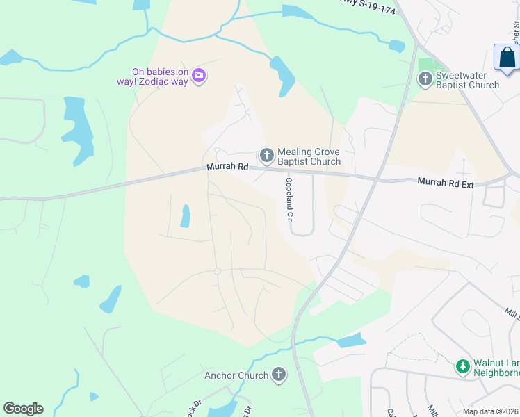 map of restaurants, bars, coffee shops, grocery stores, and more near 25 Copeland Circle in Edgefield