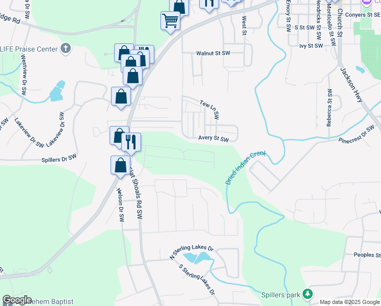 map of restaurants, bars, coffee shops, grocery stores, and more near 7722 Sudbury Circle in Covington