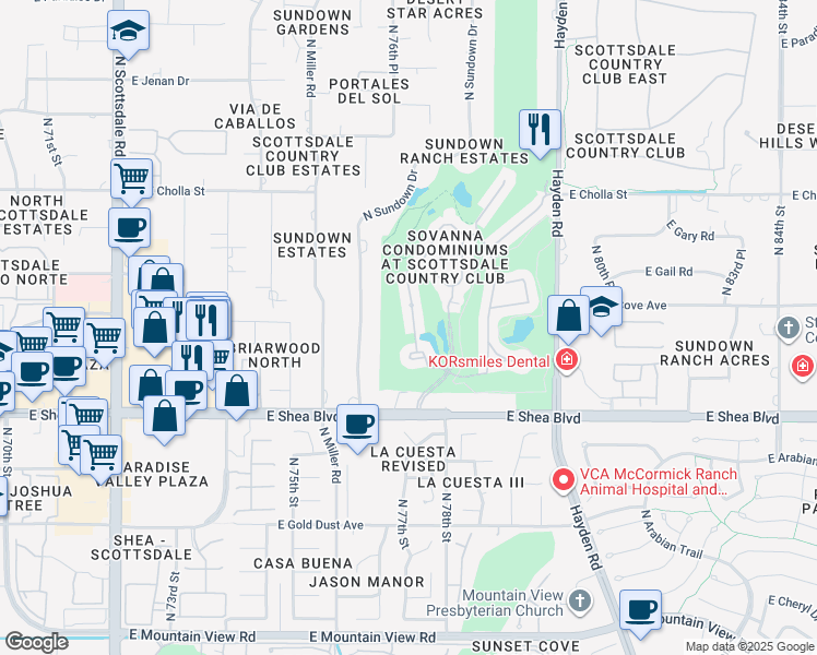 map of restaurants, bars, coffee shops, grocery stores, and more near 11020 North 77th Street in Scottsdale