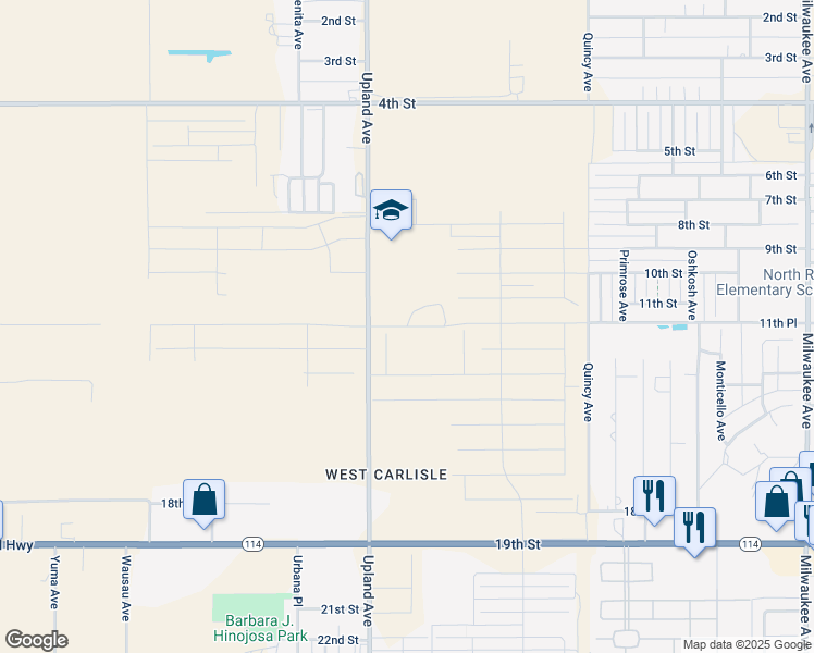 map of restaurants, bars, coffee shops, grocery stores, and more near 7250 12th Street in Lubbock