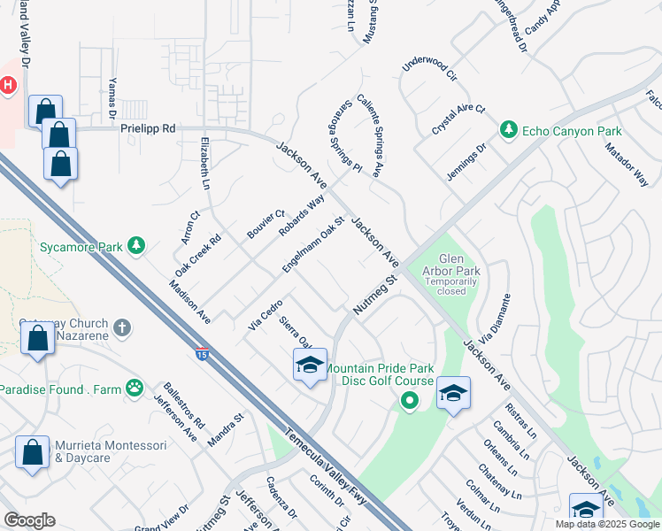 map of restaurants, bars, coffee shops, grocery stores, and more near 23682 Spring Oak Place in Murrieta
