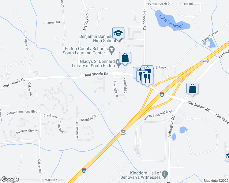 map of restaurants, bars, coffee shops, grocery stores, and more near 6252 Shenfield Lane in Union City