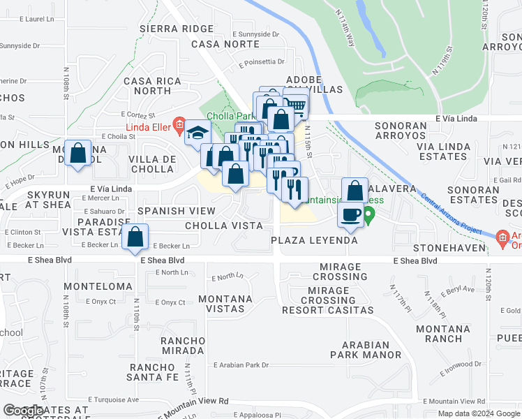 map of restaurants, bars, coffee shops, grocery stores, and more near 2 North Apartment in Scottsdale