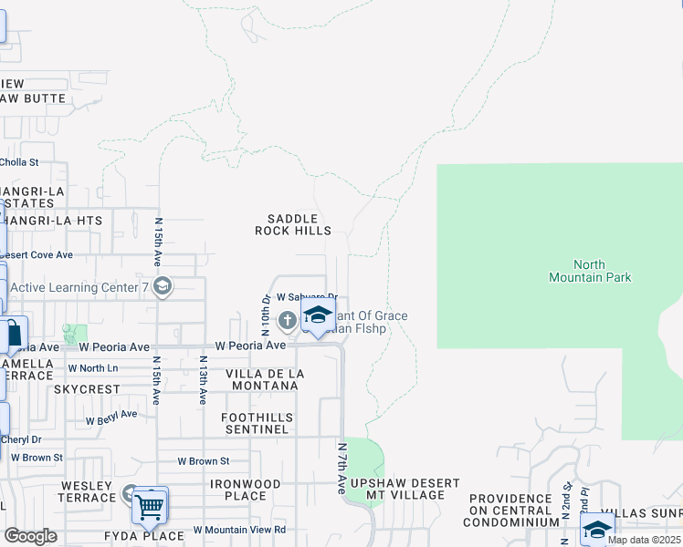 map of restaurants, bars, coffee shops, grocery stores, and more near 10825 North 9th Drive in Phoenix