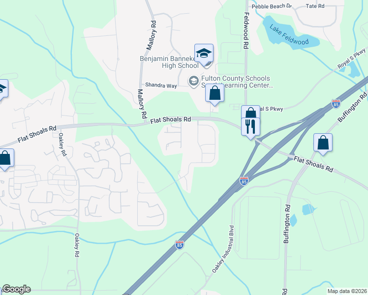 map of restaurants, bars, coffee shops, grocery stores, and more near 6216 Shoals Loop in Union City