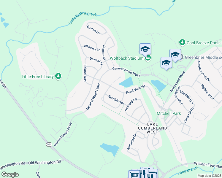 map of restaurants, bars, coffee shops, grocery stores, and more near 150 Pond View Road in Evans