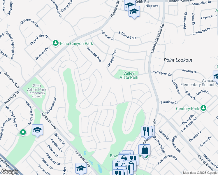 map of restaurants, bars, coffee shops, grocery stores, and more near 40153 Corte Peralta in Murrieta