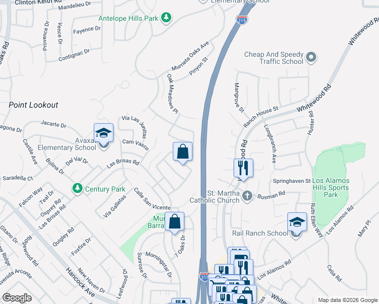 map of restaurants, bars, coffee shops, grocery stores, and more near 36914 Wax Myrtle Place in Murrieta