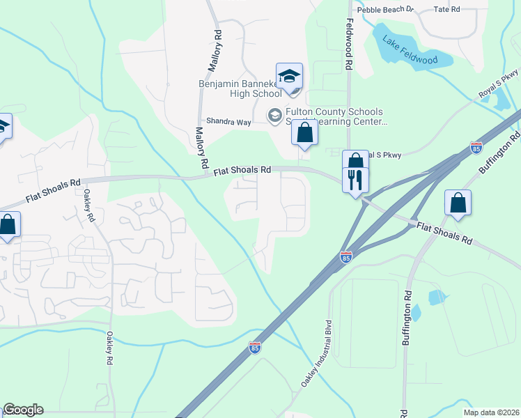 map of restaurants, bars, coffee shops, grocery stores, and more near 6216 Shoals Loop in Union City