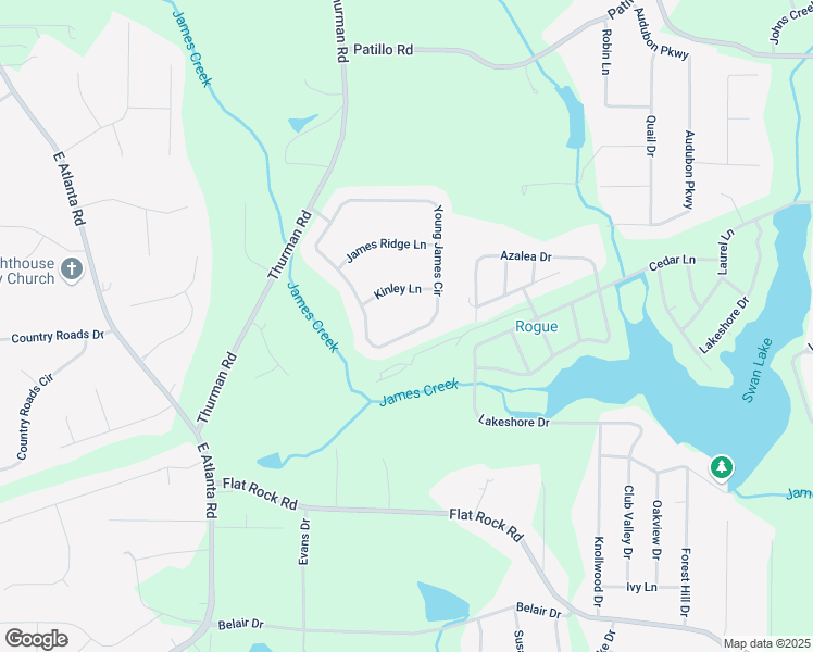 map of restaurants, bars, coffee shops, grocery stores, and more near 412 Young James Circle in Stockbridge