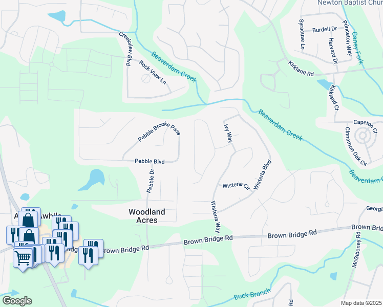 map of restaurants, bars, coffee shops, grocery stores, and more near 230 Shiver Boulevard in Covington