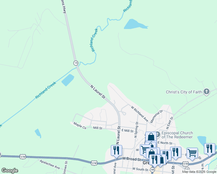 map of restaurants, bars, coffee shops, grocery stores, and more near 420 West Richland Avenue in Greensboro