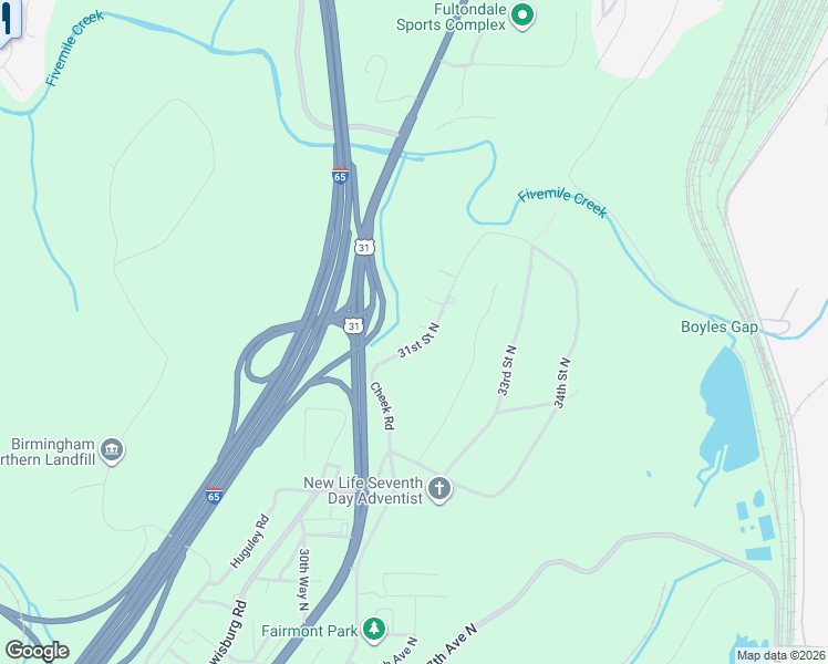 map of restaurants, bars, coffee shops, grocery stores, and more near 5744 31st Street North in Birmingham