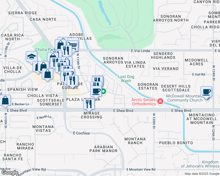 map of restaurants, bars, coffee shops, grocery stores, and more near 11680 East Sahuaro Drive in Scottsdale