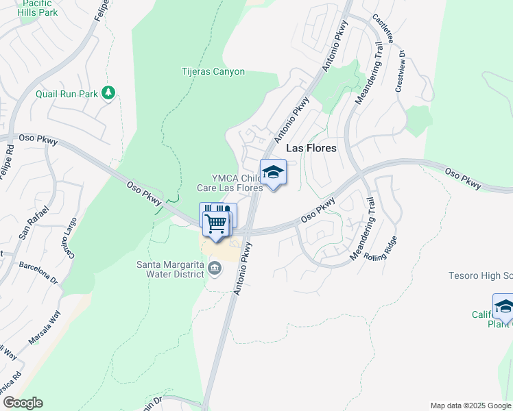 map of restaurants, bars, coffee shops, grocery stores, and more near 25862 Antonio Parkway in Rancho Santa Margarita