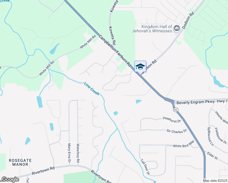 map of restaurants, bars, coffee shops, grocery stores, and more near 2335 Village Green Drive in Fairburn