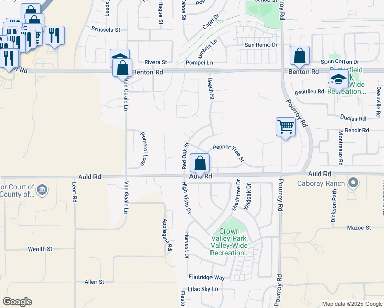 map of restaurants, bars, coffee shops, grocery stores, and more near 36907 Cottonwood Street in Winchester