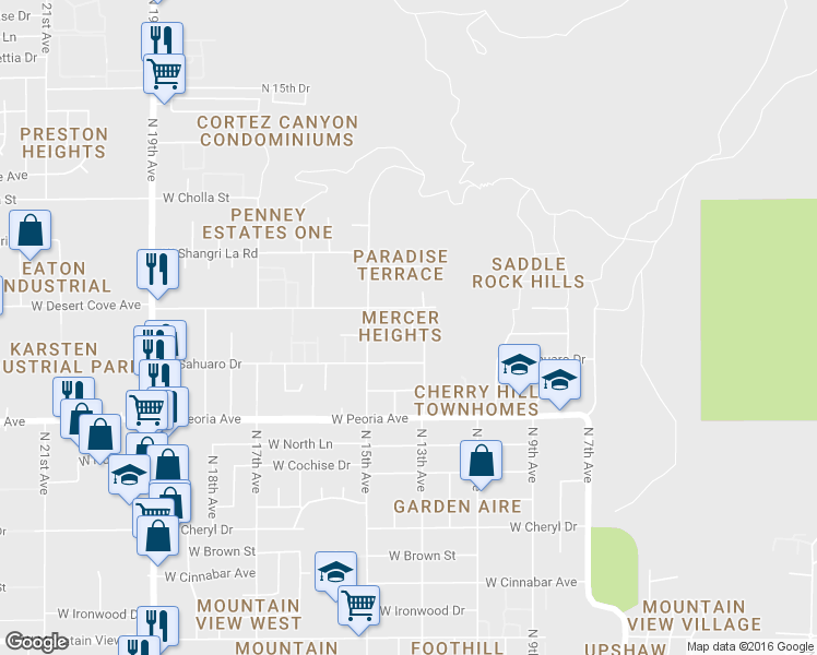 map of restaurants, bars, coffee shops, grocery stores, and more near 10831 North 14th Avenue in Phoenix