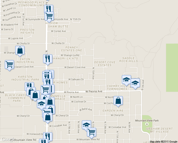map of restaurants, bars, coffee shops, grocery stores, and more near 1518 West Mercer Lane in Phoenix