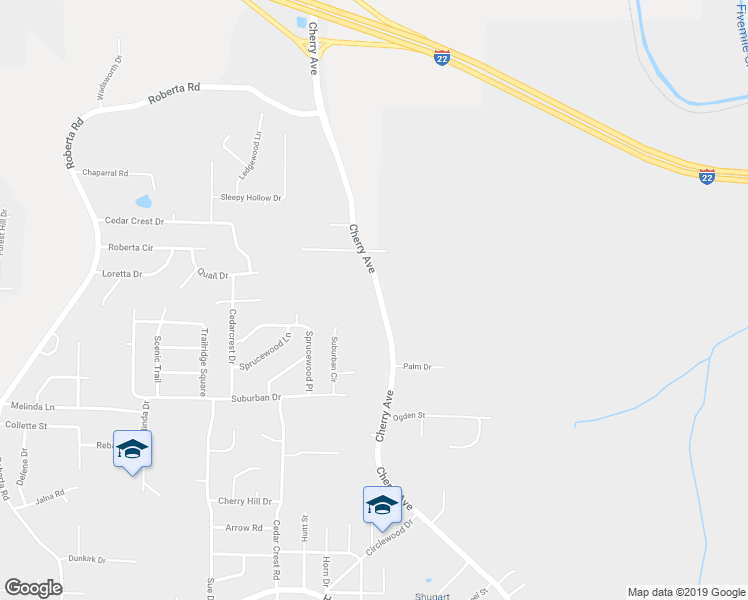 map of restaurants, bars, coffee shops, grocery stores, and more near 1959 Cherry Avenue in Birmingham