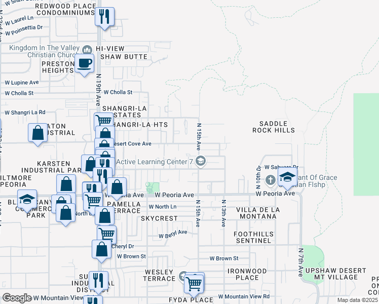 map of restaurants, bars, coffee shops, grocery stores, and more near 1518 West Mercer Lane in Phoenix