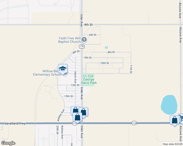 map of restaurants, bars, coffee shops, grocery stores, and more near 801-1399 Inler Avenue in Lubbock