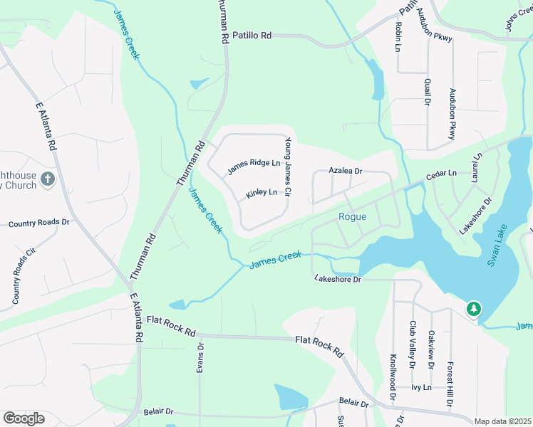 map of restaurants, bars, coffee shops, grocery stores, and more near 412 Young James Circle in Stockbridge