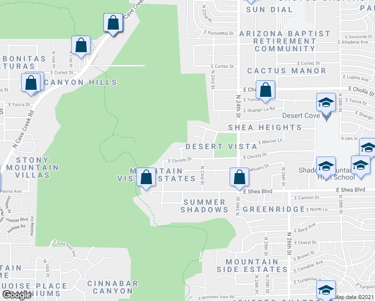 map of restaurants, bars, coffee shops, grocery stores, and more near 2257 East Mercer Lane in Phoenix