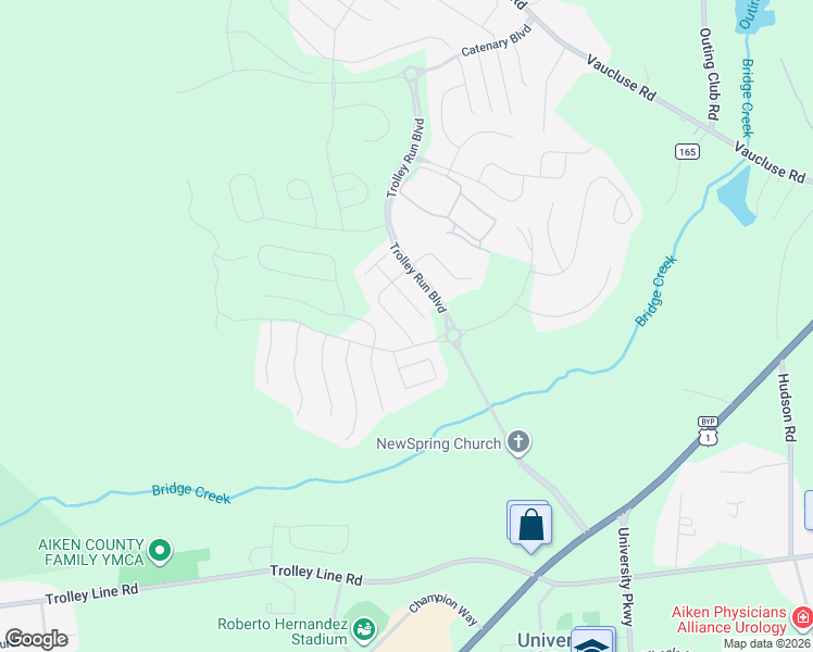 map of restaurants, bars, coffee shops, grocery stores, and more near 205 Bobwhite Drive in Aiken