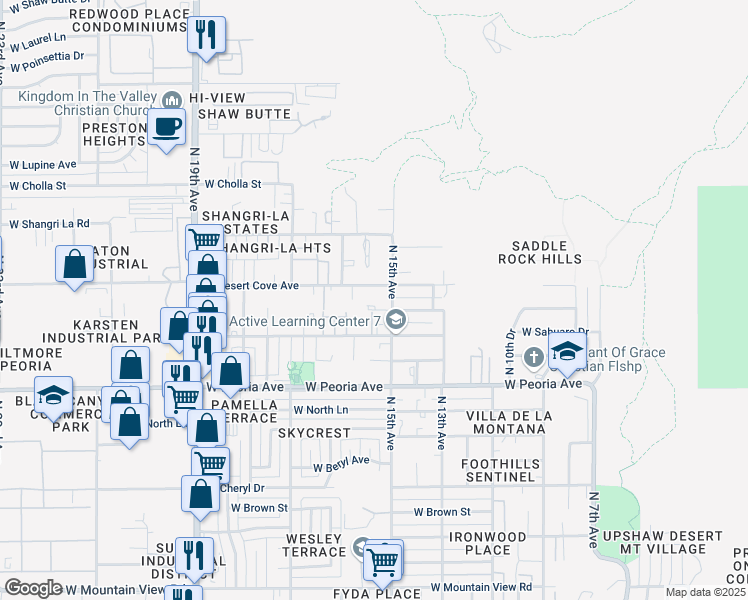 map of restaurants, bars, coffee shops, grocery stores, and more near 1518 West Mercer Lane in Phoenix