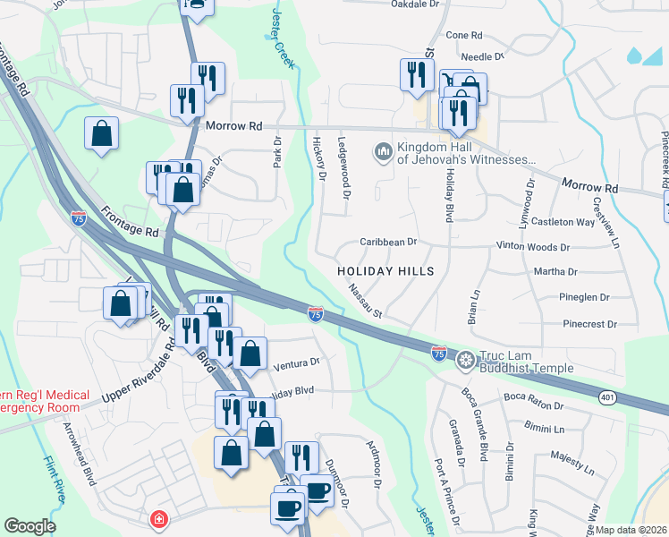 map of restaurants, bars, coffee shops, grocery stores, and more near 623 Nassau Street in Forest Park