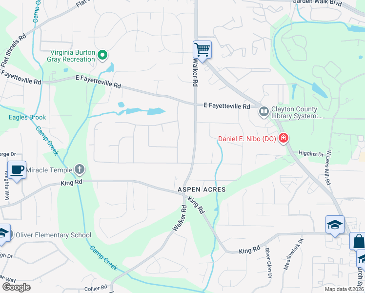 map of restaurants, bars, coffee shops, grocery stores, and more near 6234 Bigelow Drive in Riverdale