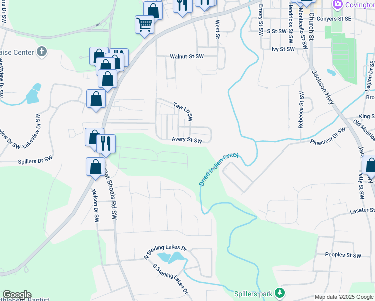 map of restaurants, bars, coffee shops, grocery stores, and more near 7775 Sudbury Circle in Covington