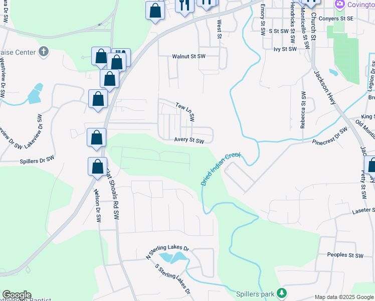 map of restaurants, bars, coffee shops, grocery stores, and more near 7771 Sudbury Circle in Covington