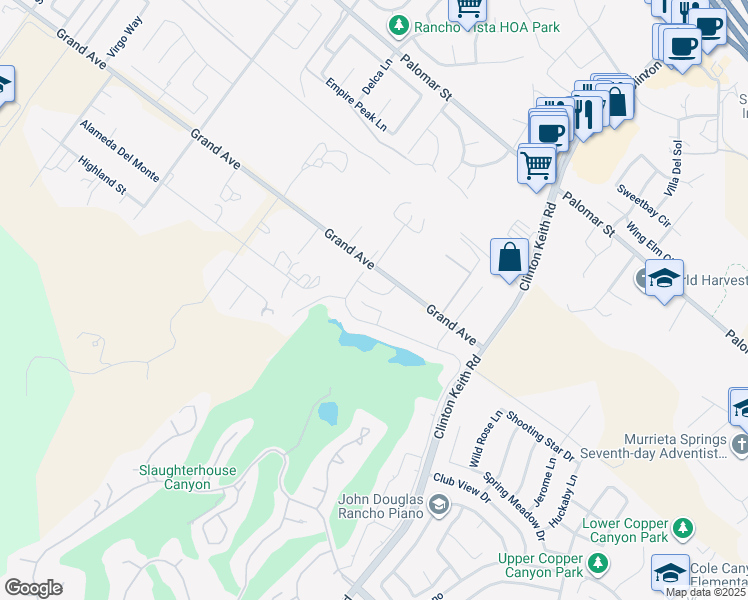 map of restaurants, bars, coffee shops, grocery stores, and more near 22873 Royal Adelaide Drive in Murrieta