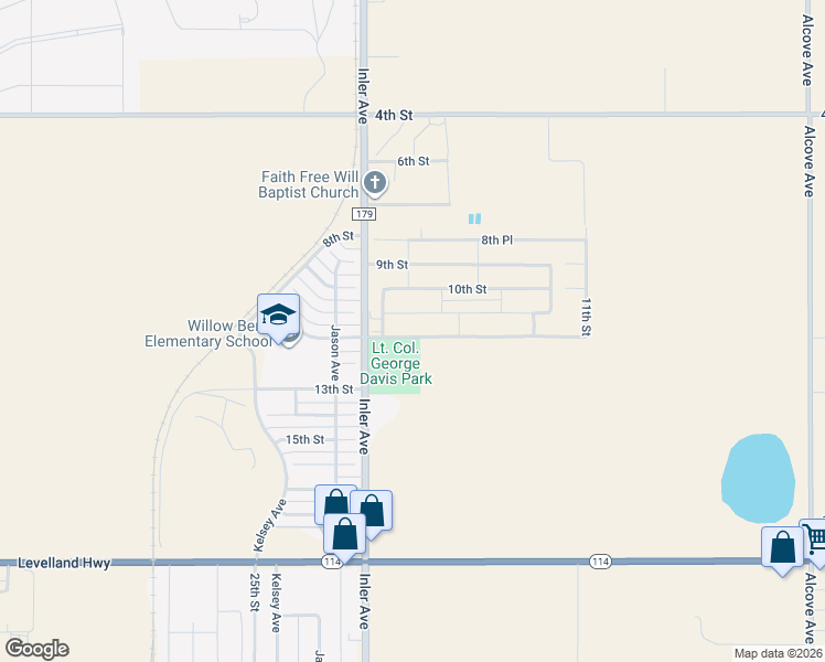 map of restaurants, bars, coffee shops, grocery stores, and more near 801-1399 Inler Avenue in Lubbock