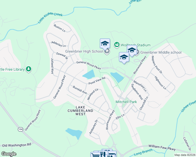 map of restaurants, bars, coffee shops, grocery stores, and more near 131 Pond View Road in Evans