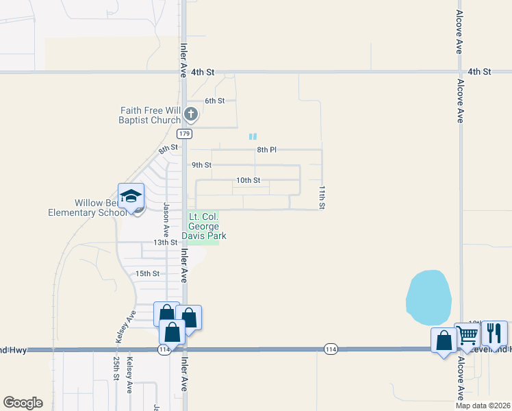 map of restaurants, bars, coffee shops, grocery stores, and more near 8600 15th Street in Lubbock